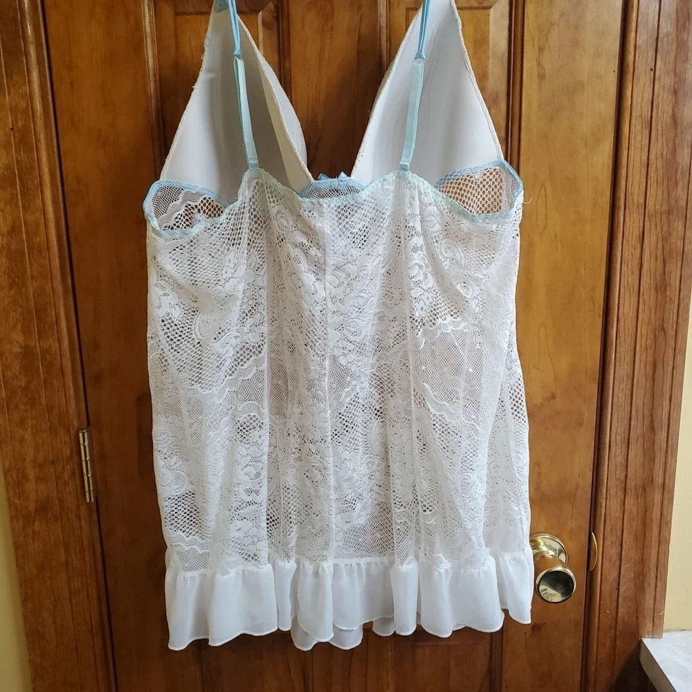 Secret Treasures Lace Short Babydoll White XXXL